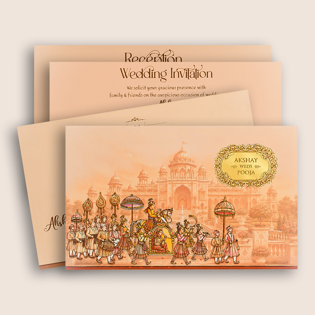 Pink Royal Bhaarat Wedding Invitation Card - KPR07080