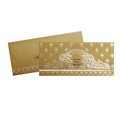 Gold Embossed Regal Wedding Invitation Card-KPR06280