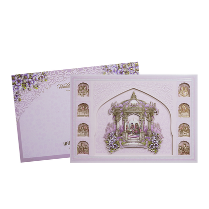 Lavendar &amp; Gold 3D Hindu Wedding Ceremony Card-KMMEX8200