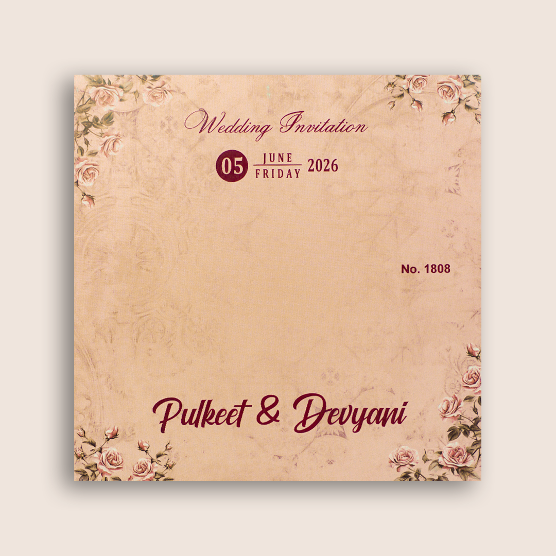 Pastel Pink MDF Laser Cut Wedding Invitation Card -KJTS1808