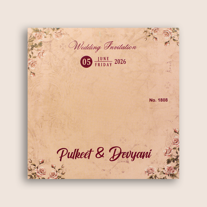 Pastel Pink MDF Laser Cut Wedding Invitation Card -KJTS1808