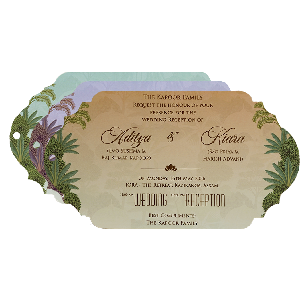 Luxury Green Garden Laser-Cut Wedding Card - KFR16160