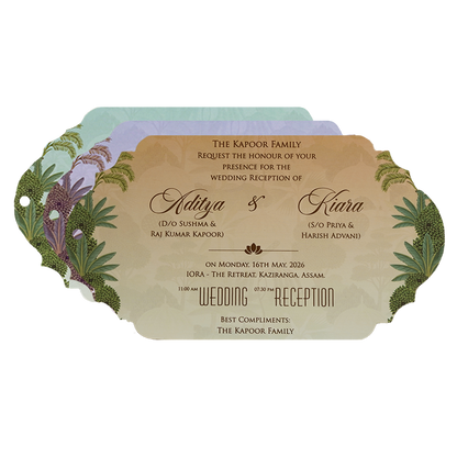 Luxury Green Garden Laser-Cut Wedding Card - KFR16160