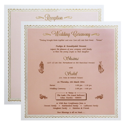 Pink Floral Padded Wedding Card-KMMEX8260