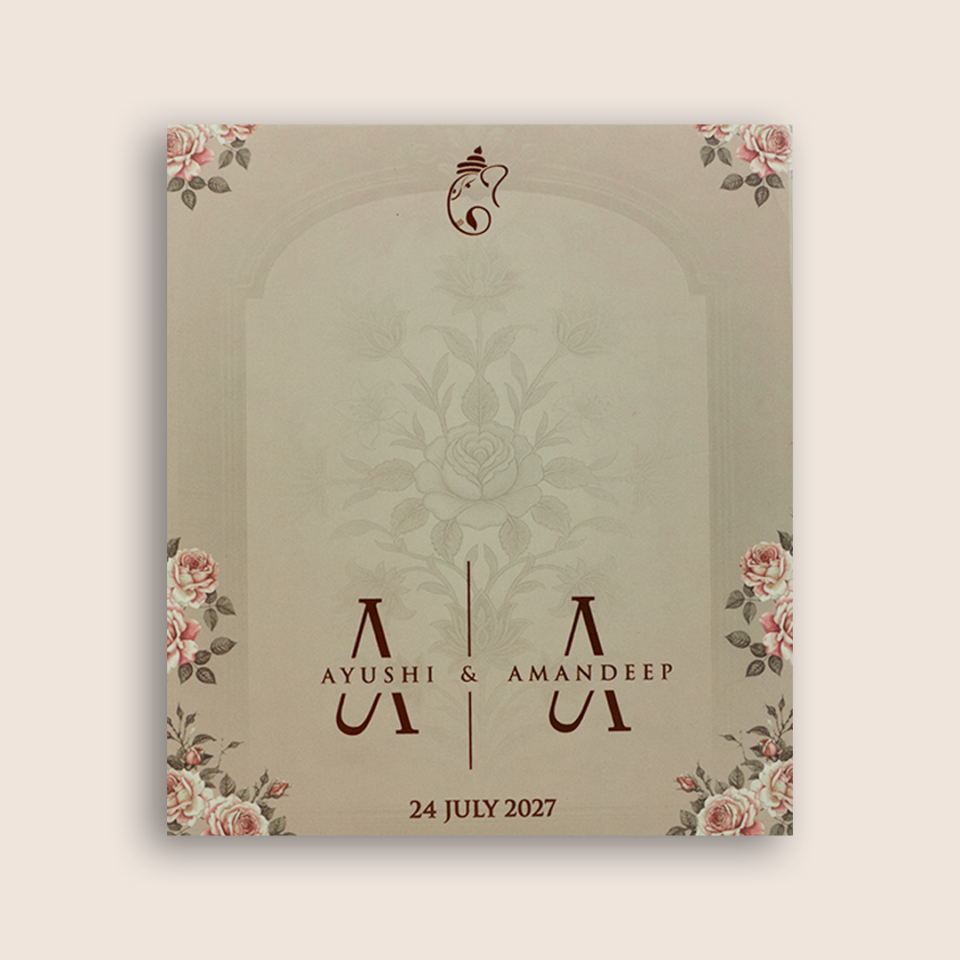 Pale Pink Door Style Padded Invitation Card - KVN07990