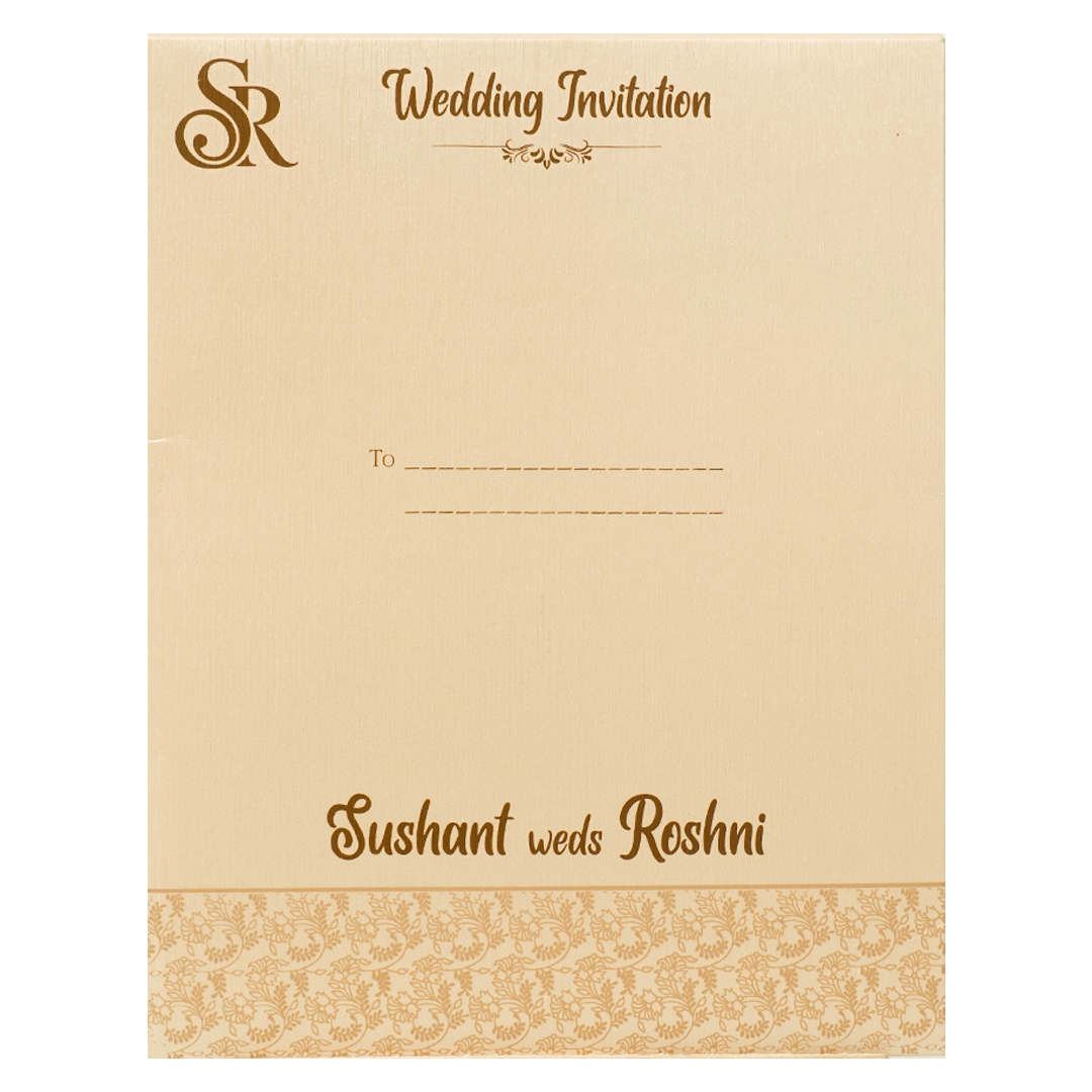 Cream Textured Arch Wedding Card-KSI65060