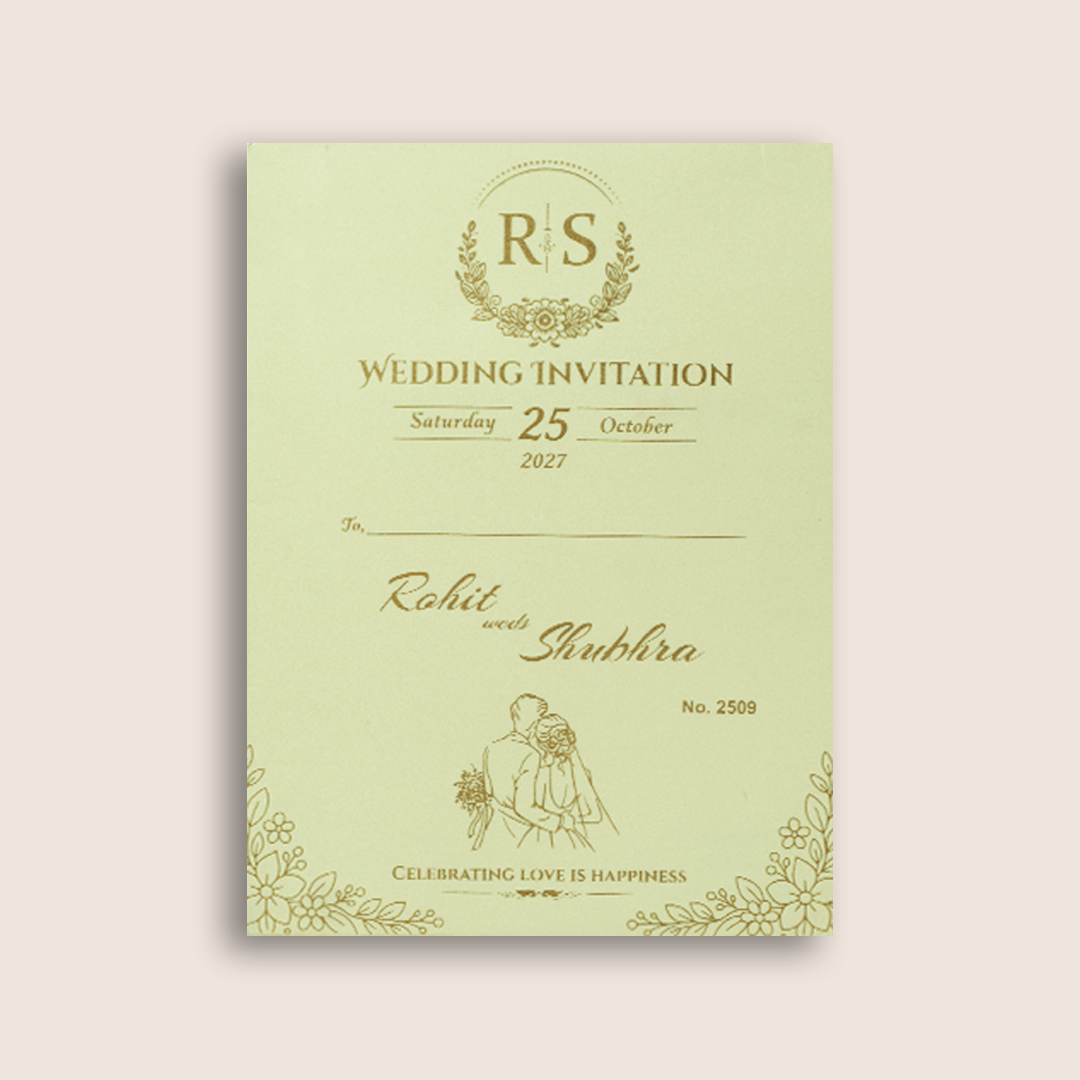 White Floral Wedding Invitation Card - KJP25090