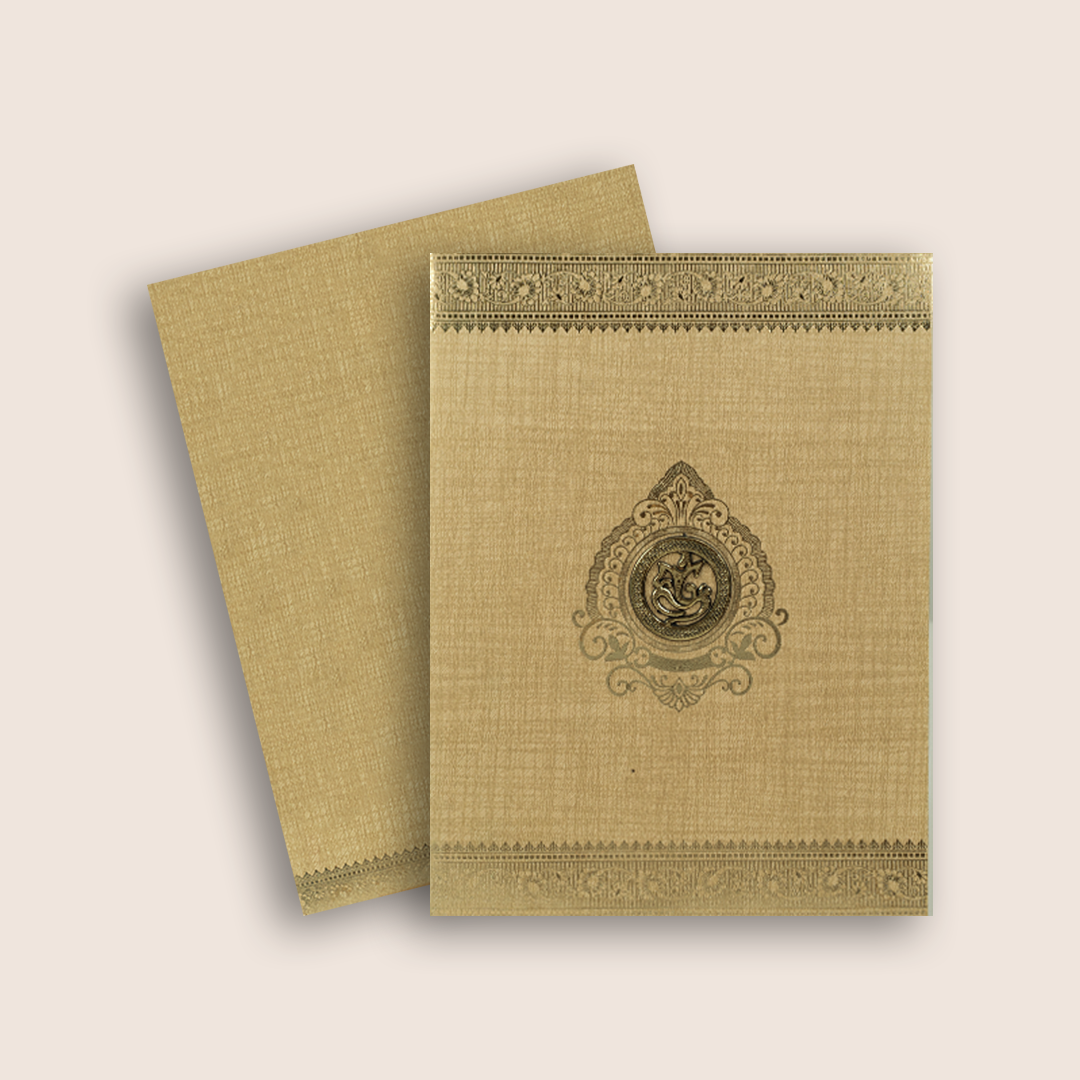 Gold Metallic Floral Wedding Card - KNK50122