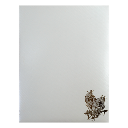 White Ganesha Umbrella Peacock Feather Wedding Card-KNWT5015