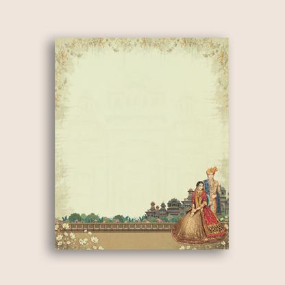 Grey Royal Bride Groom Palace Wedding Card - KAA05210