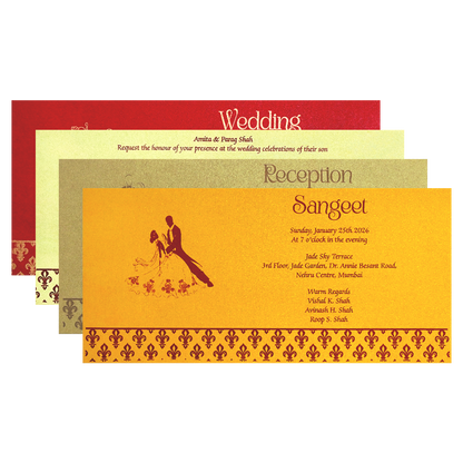 Red Gold Embossed Regal Wedding Invitation Card-KPR06270