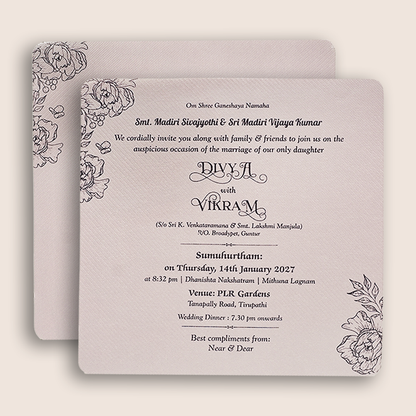 Lavender Floral Wedding Invitation Card - KNKD2801P