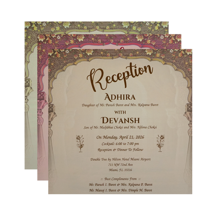 Brown Bride and Groom Padded Wedding Card - KSH72830