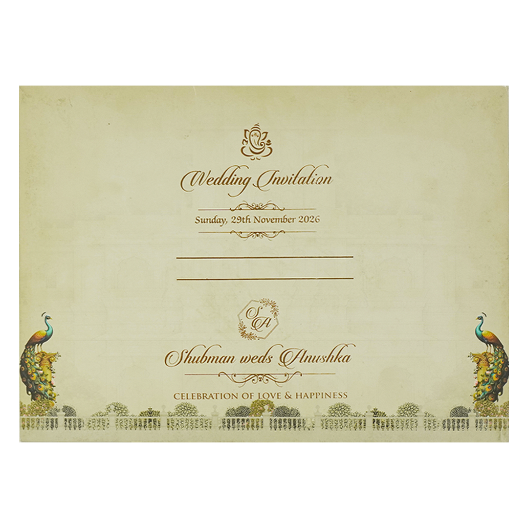 Royal Cream Ivory Padded Wedding Card-KRB09240