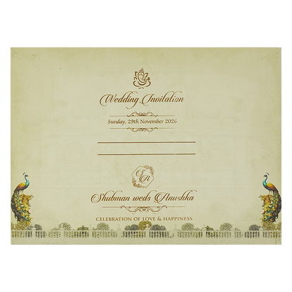Royal Cream Ivory Padded Wedding Card-KRB09240