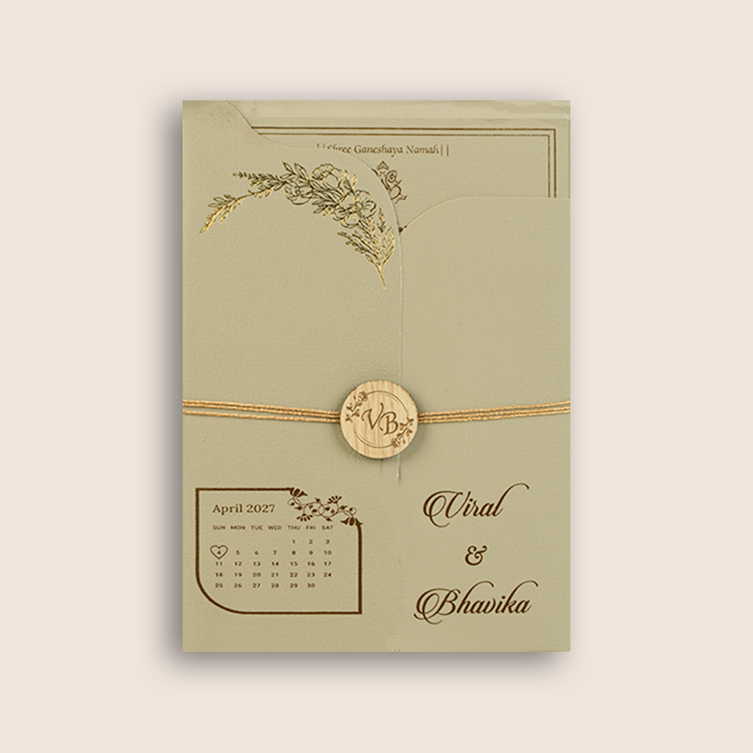 Grey Door Style Floral Wedding Card - KMARA540