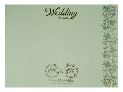 Green Floral Padded Wedding Card-KSSC2280