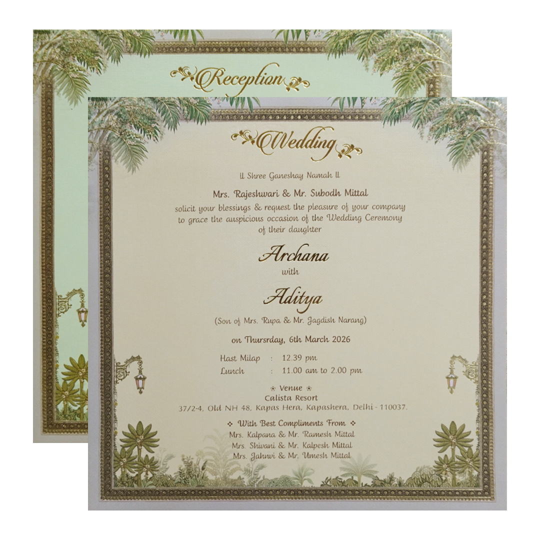 Grey Laser Cut Floral Padded Wedding Card-KMMEX8040