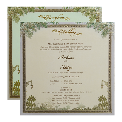 Grey Laser Cut Floral Padded Wedding Card-KMMEX8040