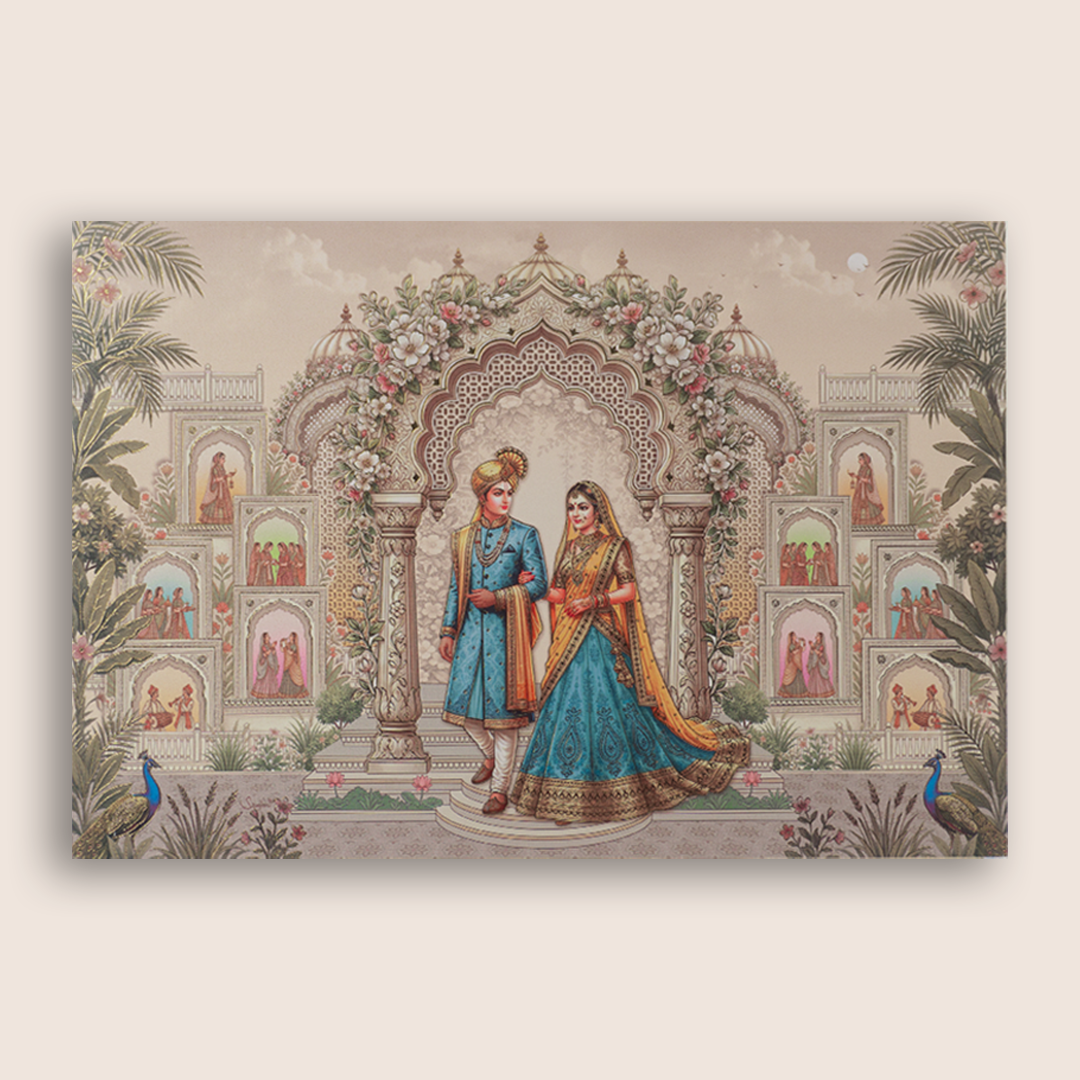 Beige Floral Bride Groom Wedding Card - KAA05270