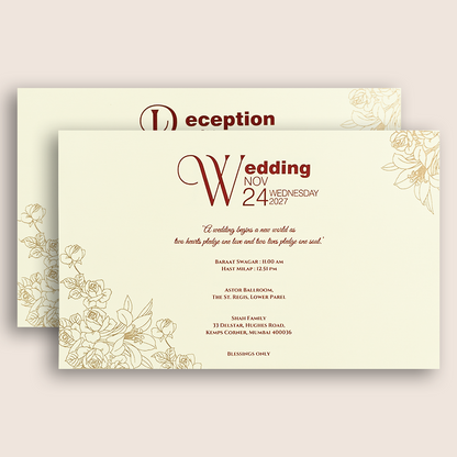 Cream Embossed Floral Marriage Card - KPR010300