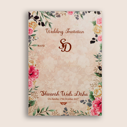Cream Floral Wedding Invitation - KVN05720