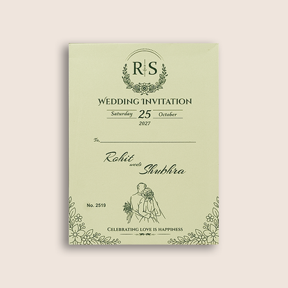 Blue Floral Door Style Wedding Invitation - KJP25190