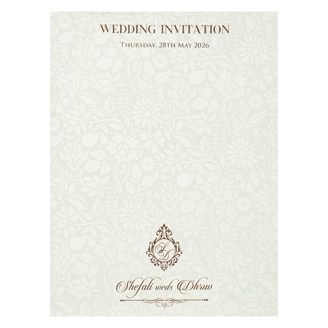 White Royal Elephant Wedding Card-KRE28380