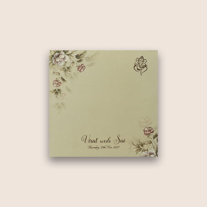 Cream Embossed Floral Padded Marriage Card - KPR023340