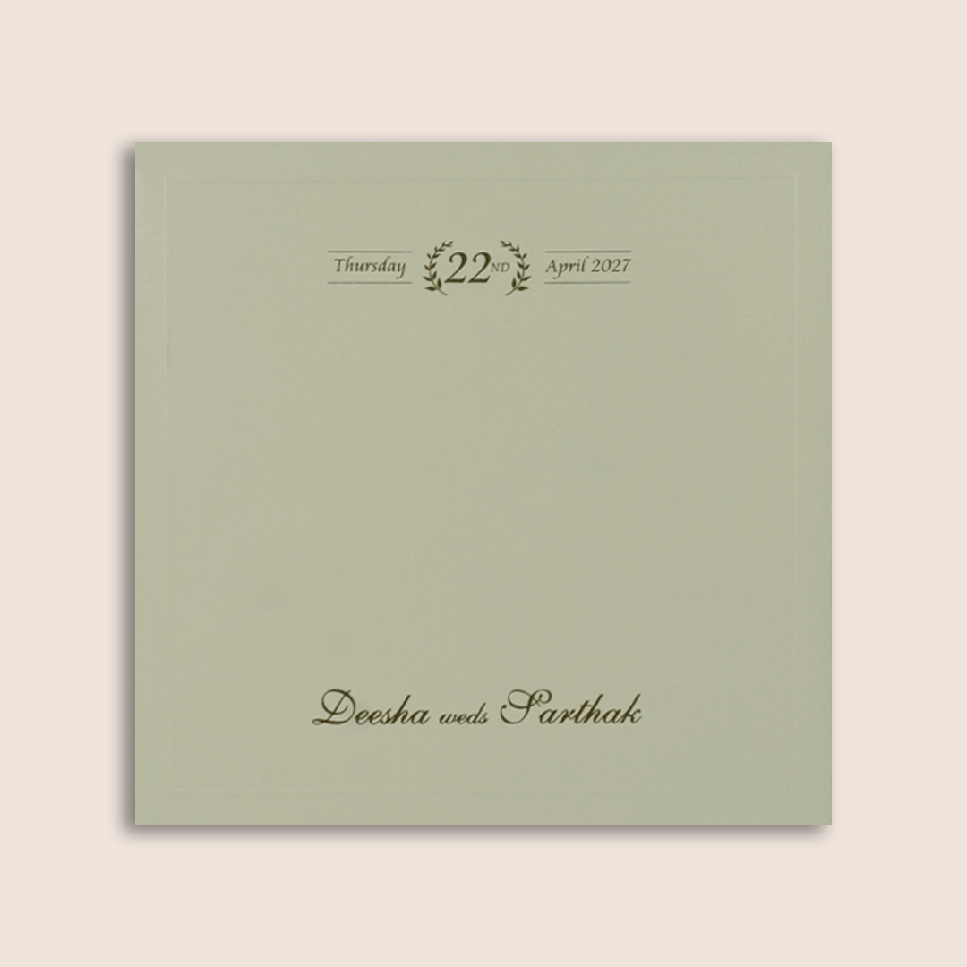 Grey Embossed Floral Peacock Padded Wedding Card - KPR025150