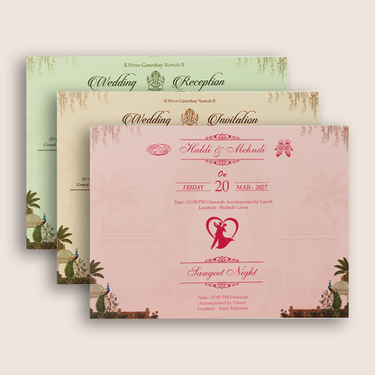 Maroon Padded  Door Style Wedding Invitation - KSH18970