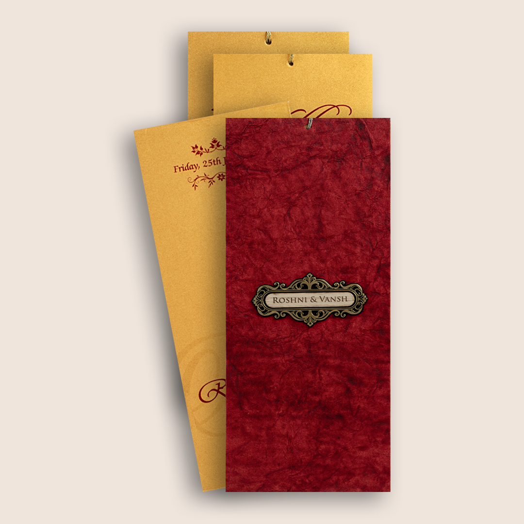 Red Handmade Paper Wedding Card - KPR07480
