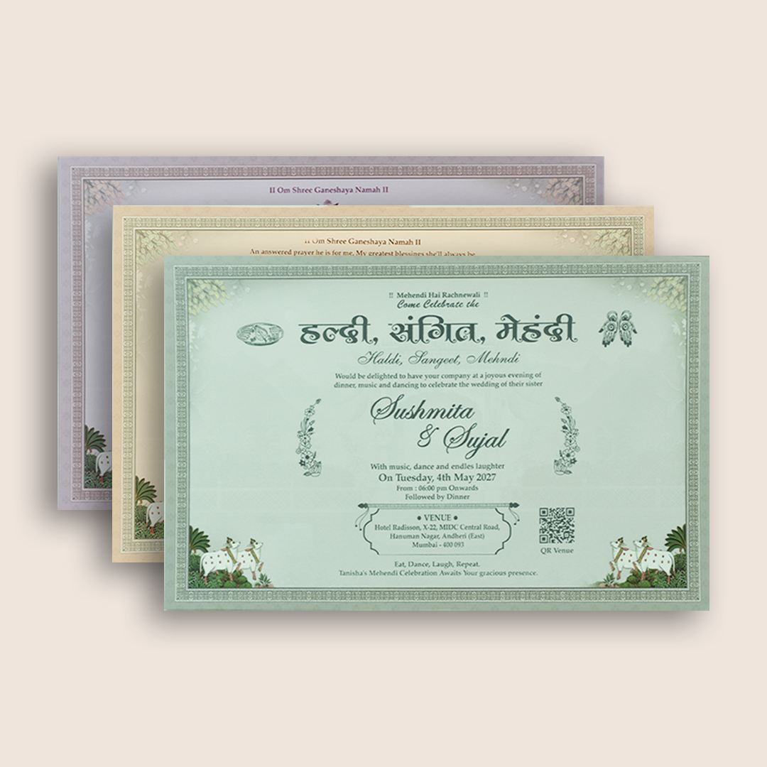 Grey Lord Shiva Parvathi Padded Invitation - KSH18010