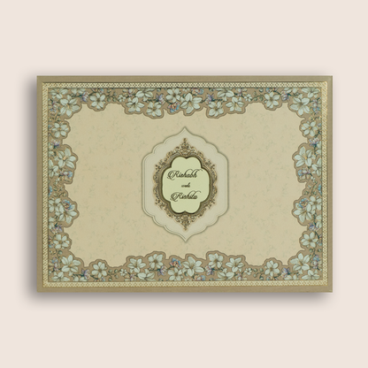 Cream Floral Padded Wedding Card - KAA05460