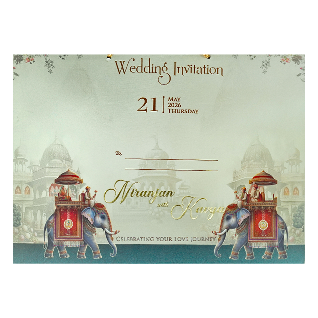 Palace Elephant Padded Wedding Card-KSH72200