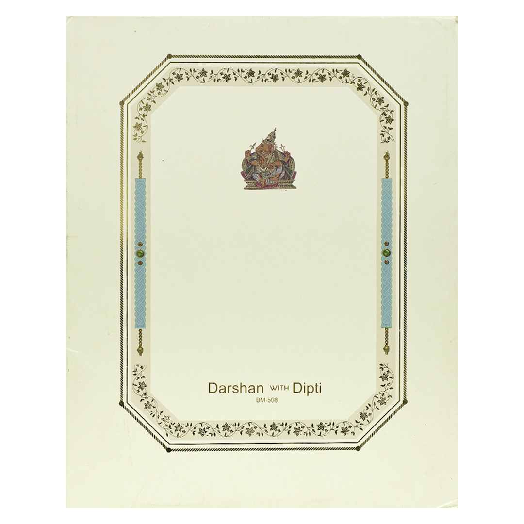 Blue Peacock Floral Padded Wedding Card-KBM05080