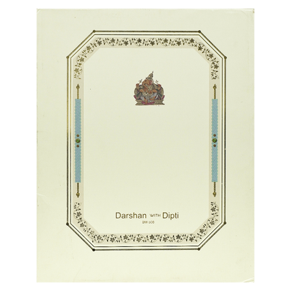 Blue Peacock Floral Padded Wedding Card-KBM05080