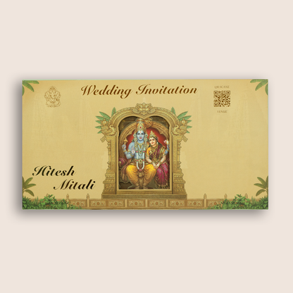 Brown Lord Balaji Padmavathi Padded Wedding Invitation - KSH27090