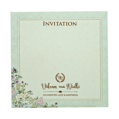Blue Floral Padded Wedding Card-KRE26560