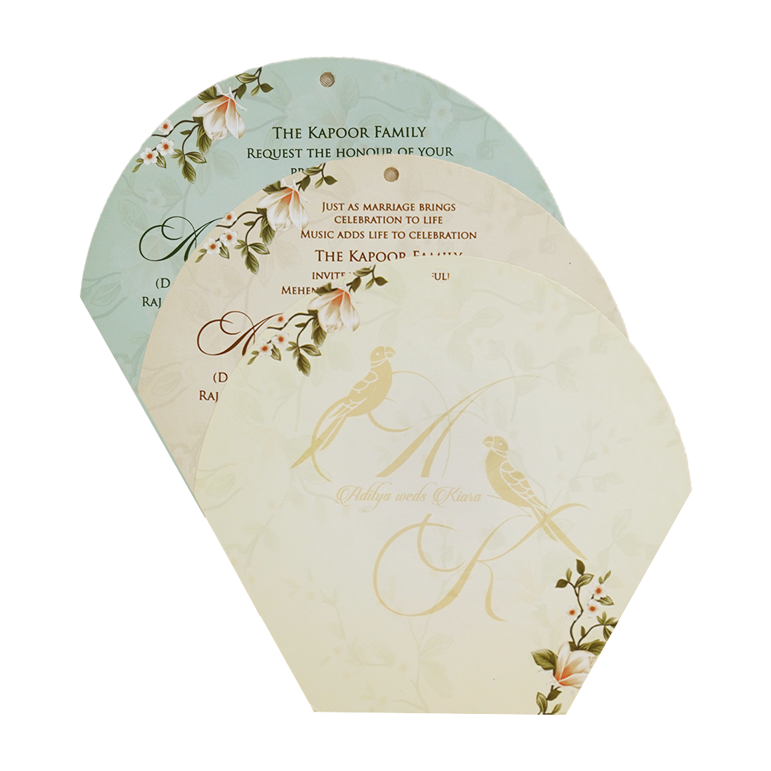 Pastel Green Peach Floral Wedding Card - KFR16110