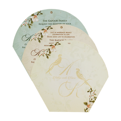 Pastel Green Peach Floral Wedding Card - KFR16110
