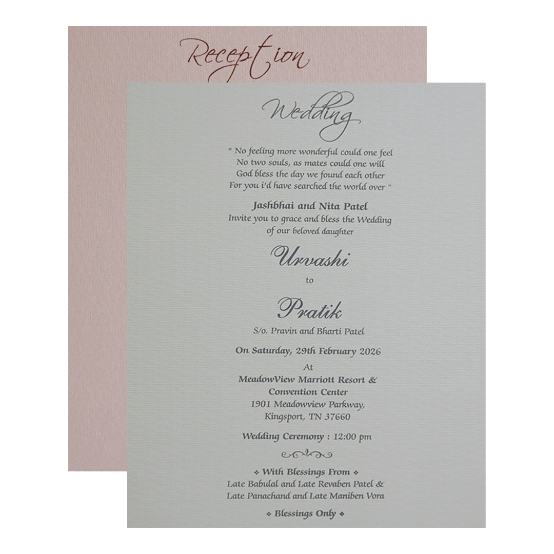 Grey Gold Floral Double Door Padded Wedding Card - KMMWD1115