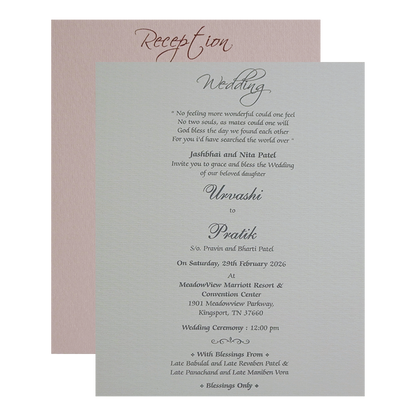 Grey Gold Floral Double Door Padded Wedding Card - KMMWD1115