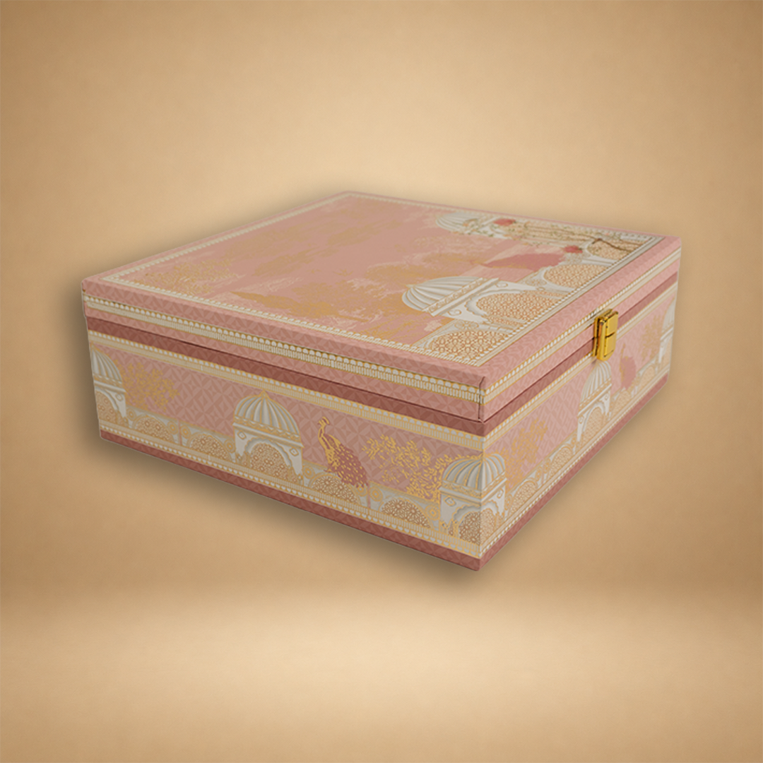 Elegant Pink Floral Jharoka Luxury Sweet Jar Box - KBX27019