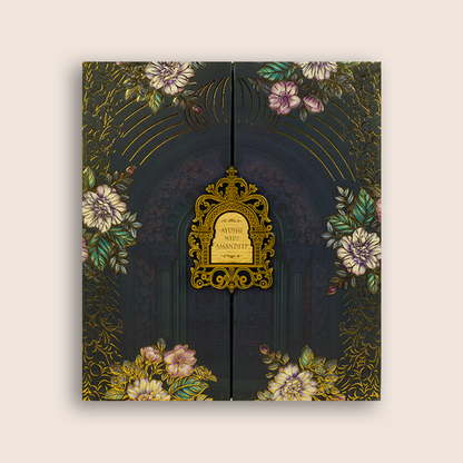 Navy Blue Door Style Padded Wedding Card - KVN07970