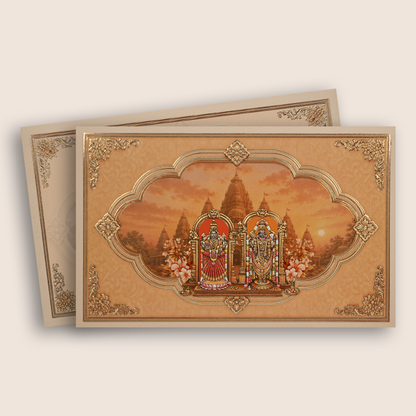Brown Lord Balaji Padmavathi Floral Invitation Card - KPR07040