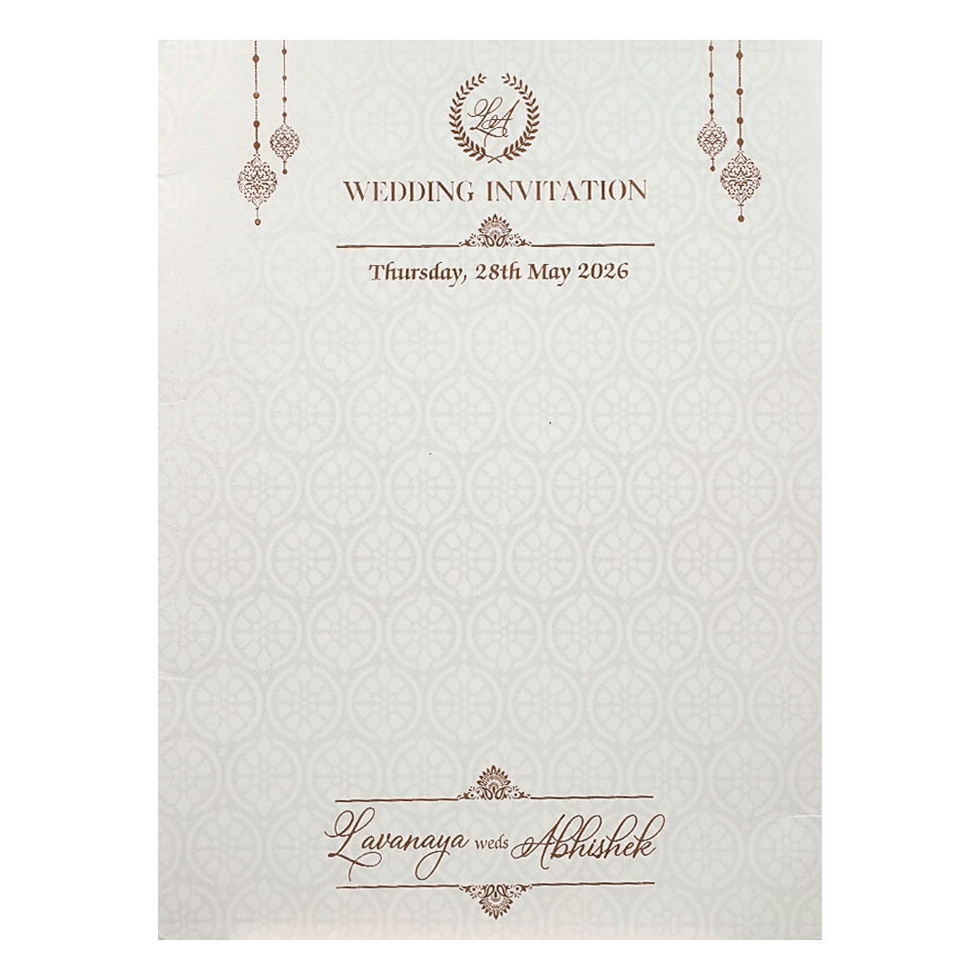 Buy White Embossed Monogram Floral Wedding Card