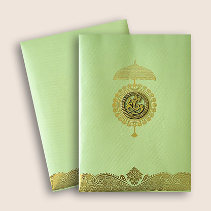 Green Gold Floral Wedding Card - KNCM024N