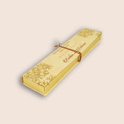 Pale Orange Scroll Box Wedding Card - KJTS1845