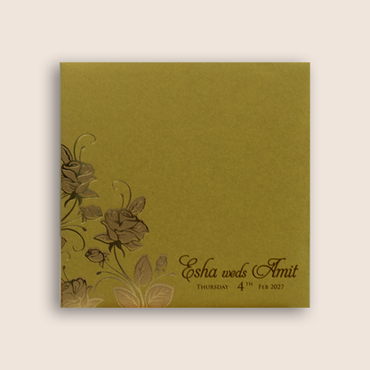 Yellow Floral Door Style Wedding Card - KPR06240